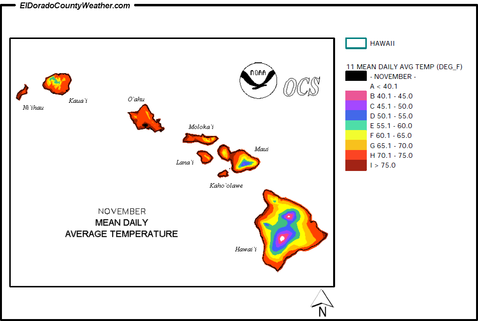 Hawaii November Annual Mean Daily Average Temperature